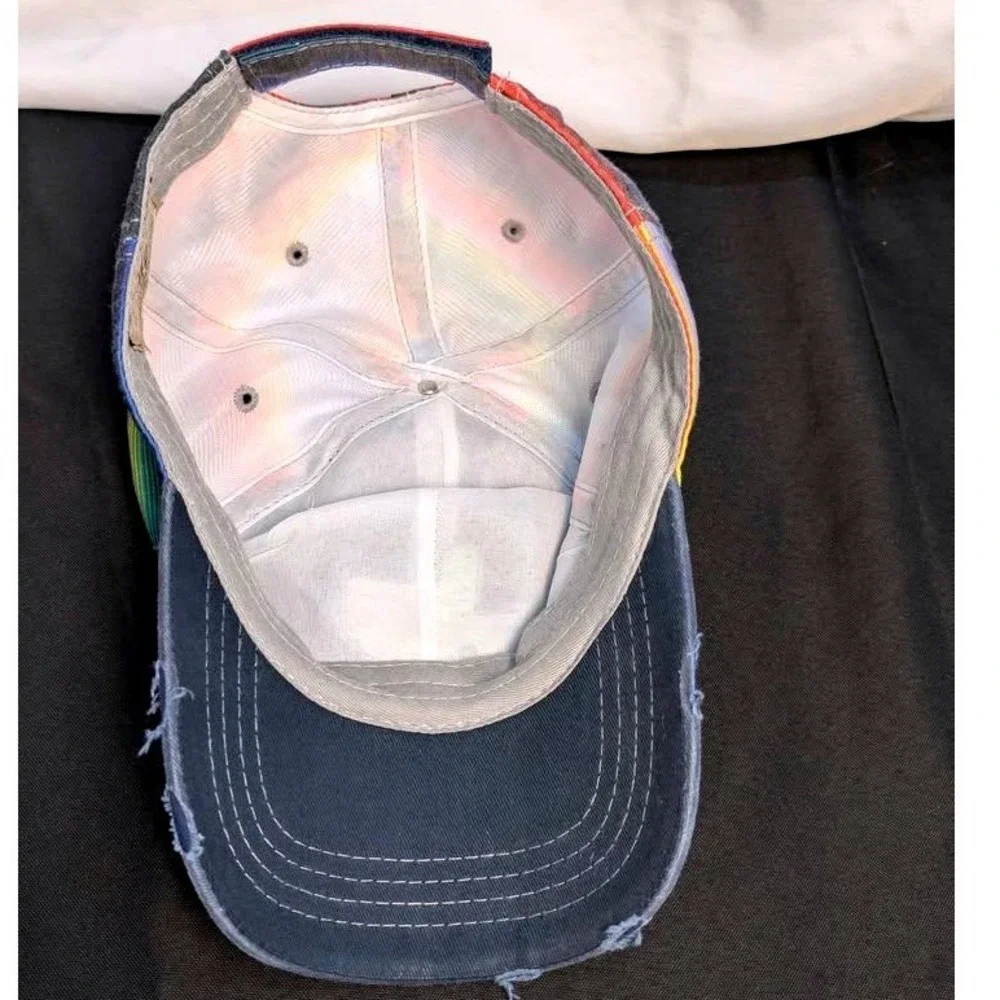 Hat Republic ~ Texas Serape‎ Baseball Cap ~ OS ~ Navy Blue Distressed/Rainbow
